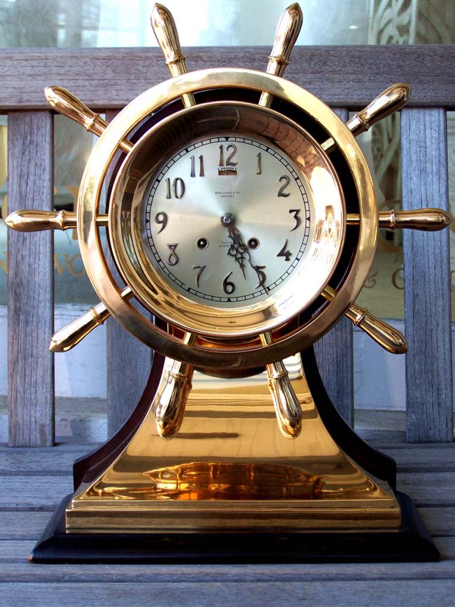A Fine Chelsea Mariner's Ship Bell Clock in "Rose Bronze'" with 6" dial made in 1922